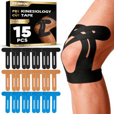 Kinesiology Tape for Knees, Pre-Cut Athletic Support Tape, 15 Pack, Waterproof