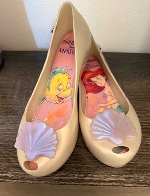 Mini Melissa Little Mermaid Ariel Disney Princess  Dressy Flat Shoes Size 3