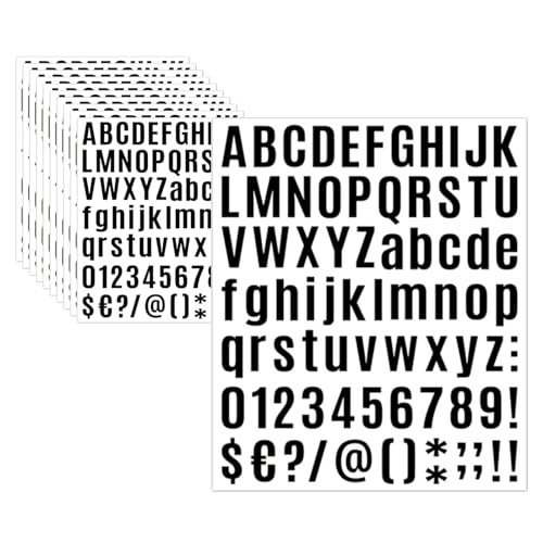 10 Sheets Letter Number Stickers,1 inch Vinyl Self-Adhesive Alphabet Stickers,