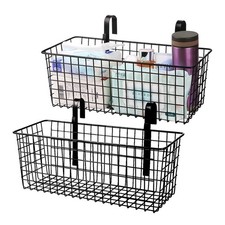 2 Pack Metal Hanging Bedside Basket for Bunk Beds & Collage Dorms - Cabinet W...