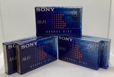 5 Factory Sealed SONY 60 Minute Normal Bias Hi Fi Cassette Tapes
