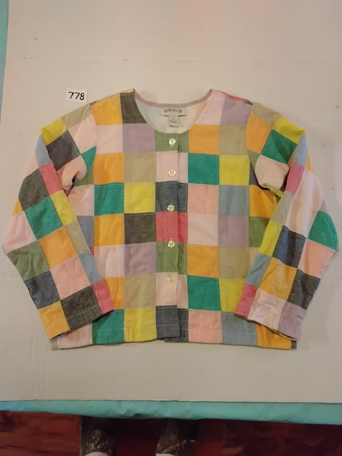 Orvis Patchwork Lined Long Sleeve Button Up Blous… - image 1