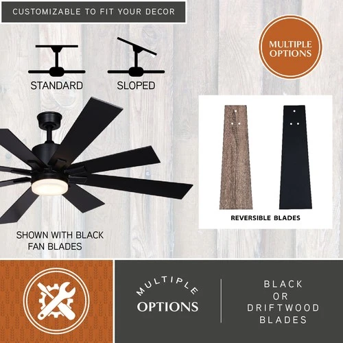 Vaxcel Lighting F0109 Crawford 60" 8 Blade Indoor / Outdoor LED - Black - Picture 12 of 12