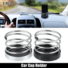 2pcs Dashboard Car Cup Holder Bottle Cupholder Black Silver Tone Universal 