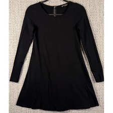 Express Fit and Flare Mini Dress XS Black Long Sleeve Exposed Zipper Casual Goth