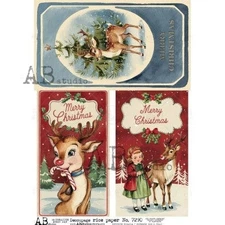 Merry Christmas #7290 | A4 Rice Paper | Paper for Decoupage | AB Studios