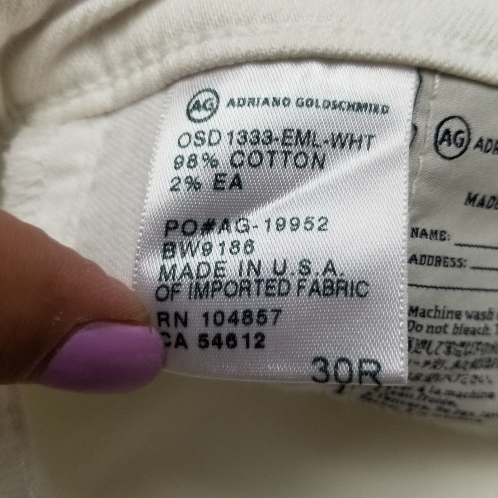 AG Adriano Goldschmied Jeans Womens 30 The Stilt White Cigarette Roll Up Cropped thumbnail 13