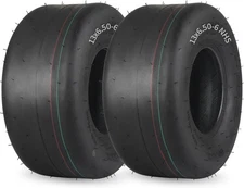 Set of 2 13X6.50-6 13x6.50 4ply Rated Tubeless Smooth Slick Tires Lawnmower Turf