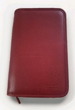 COACH Vintage Red Glovetanned Leather Wallet with Embossed Logo Cartouche