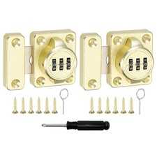 2Pcs Combination Cabinet Latch Metal Keyless Drawer Lock, Gold