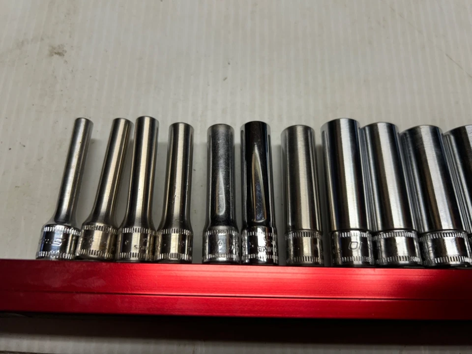 Snap-on Tools 1/4" Flank Drive METRIC DEEP 6 point 4-15mm Sockets 13 piece SET - Image 2 of 4