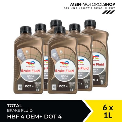 Total Brake Fluid HBF 4 OEM+ DOT 4 FORD Bremsflüssigkeit 6x1 Liter = 6 Liter