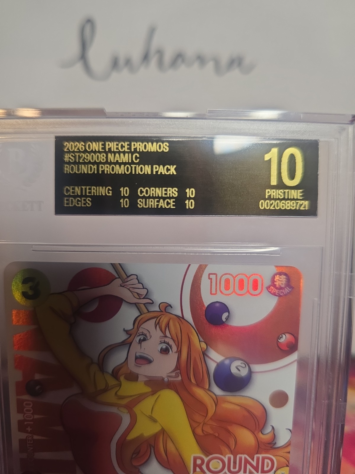 2026 One Piece  Nami ST29-008 ROUND 1 x ONE PIECE Card Promo BGS 10 BLACK LABEL view 3