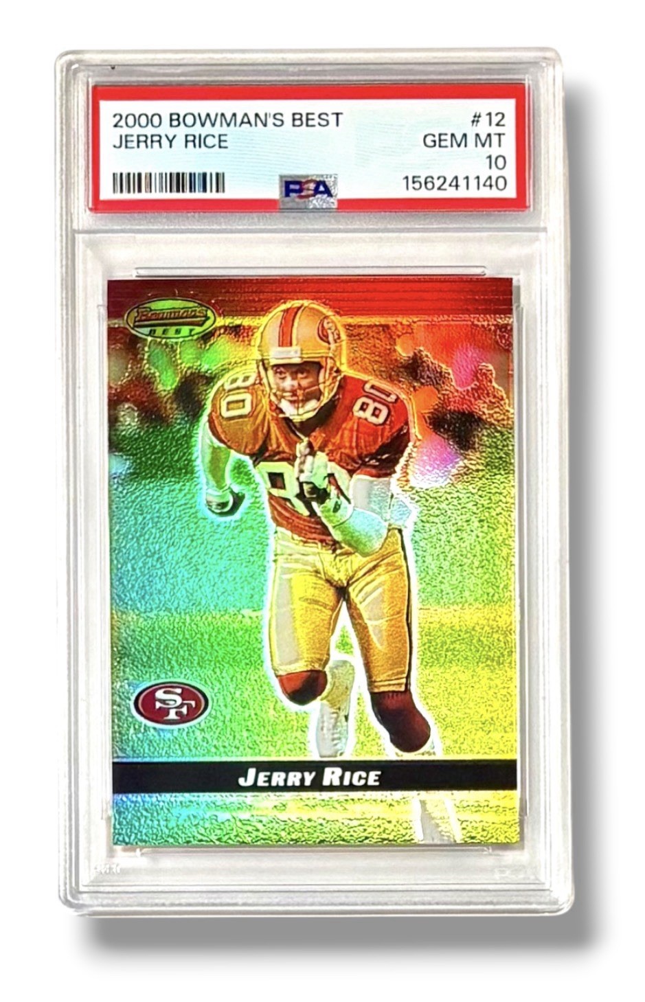 2000 Bowman's Best Jerry Rice #12 Fresh Slab Holo PSA 10 GEM MT POP 38! view 1