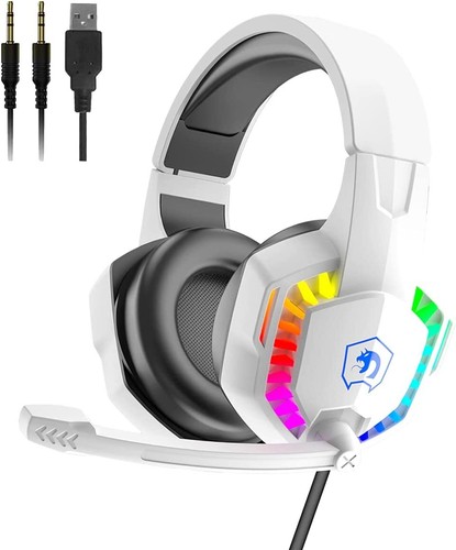 Auriculares para juegos Auriculares LED USB con cable para PC Laptop PS4 Computadora MAC con micrófono - Imagen 20 de 20
