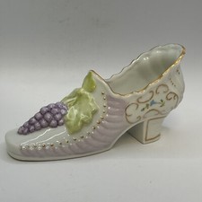Vintage porcelain Victorian high heel shoe. Hand painted.