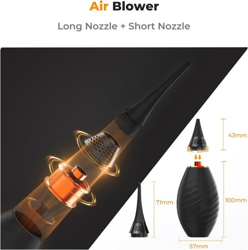 Souffleur d'air double buse K&F Concept pour nettoyage d'objectif d'appareil photo pour reflex numérique/sans miroir - Photo 2 sur 12