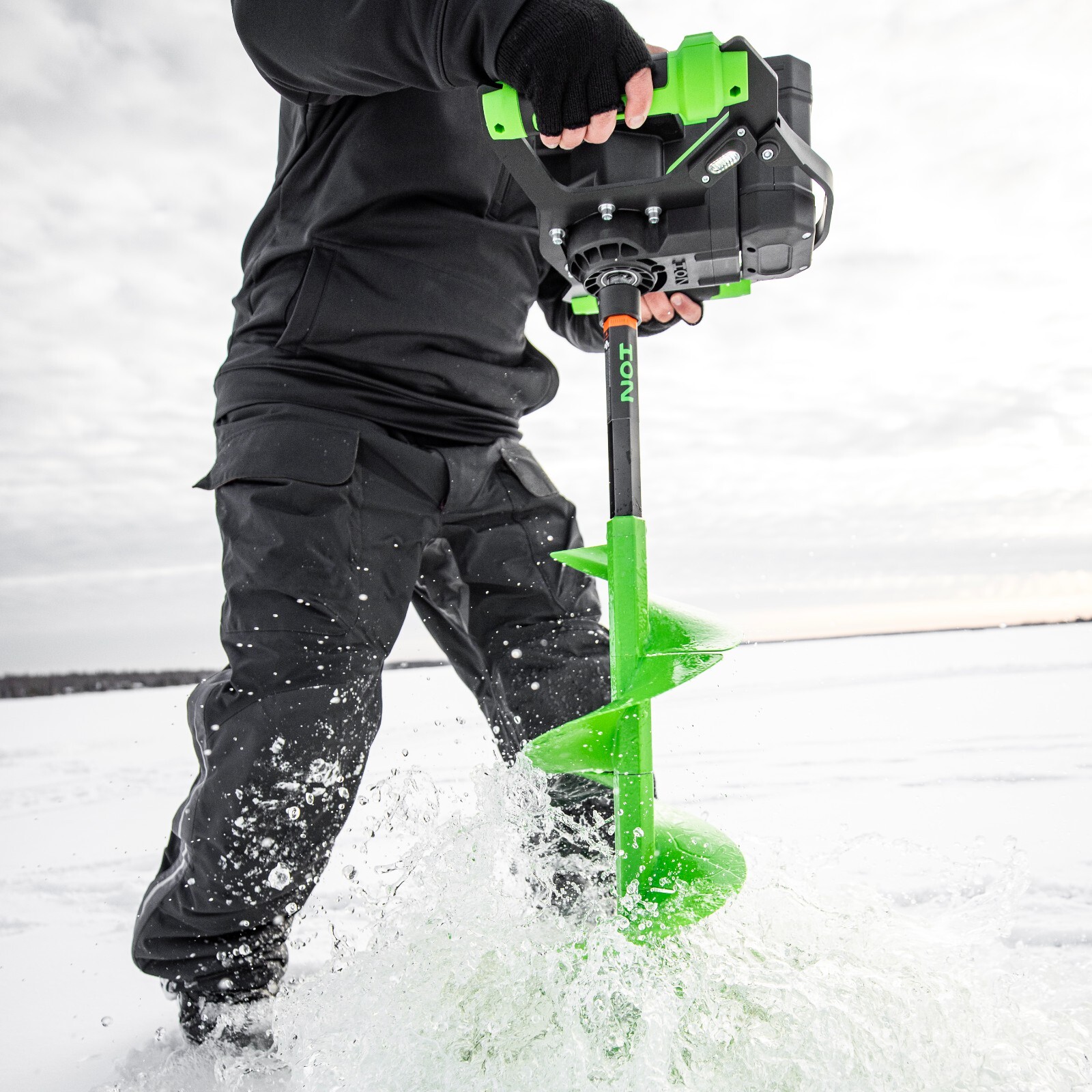 ION Alpha Plus 8-Inch Electric Ice Auger, Two Lithium-ion Batteries, Composite