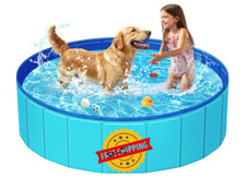 Foldable Dog Pool 48"x12", Hard Plastic, Anti-Slip, for Pets/Kids Indoor Outdoor