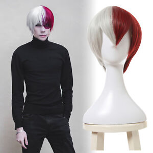 Bnha Todoroki Shoto Cosplay Wig Straight Half White Red Short Hair Ebay