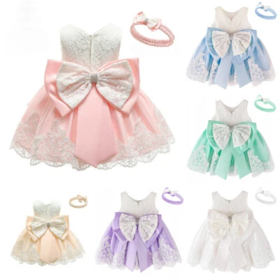 Neu Spitze Taufe Baby Blumenmädchen Kleid Taufe Hochzeit Party Kinder Kleidung