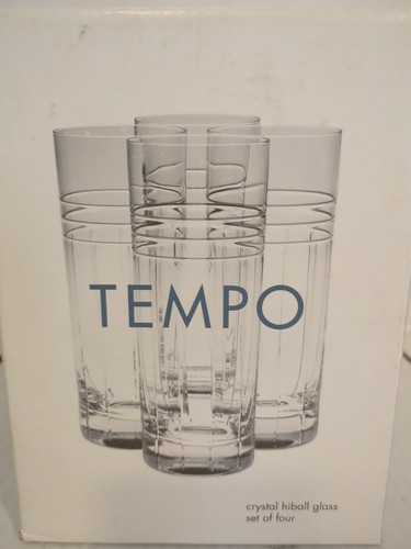 New in Box Reed & Barton Crystal Highball Glasses Tempo Collection QTY 4