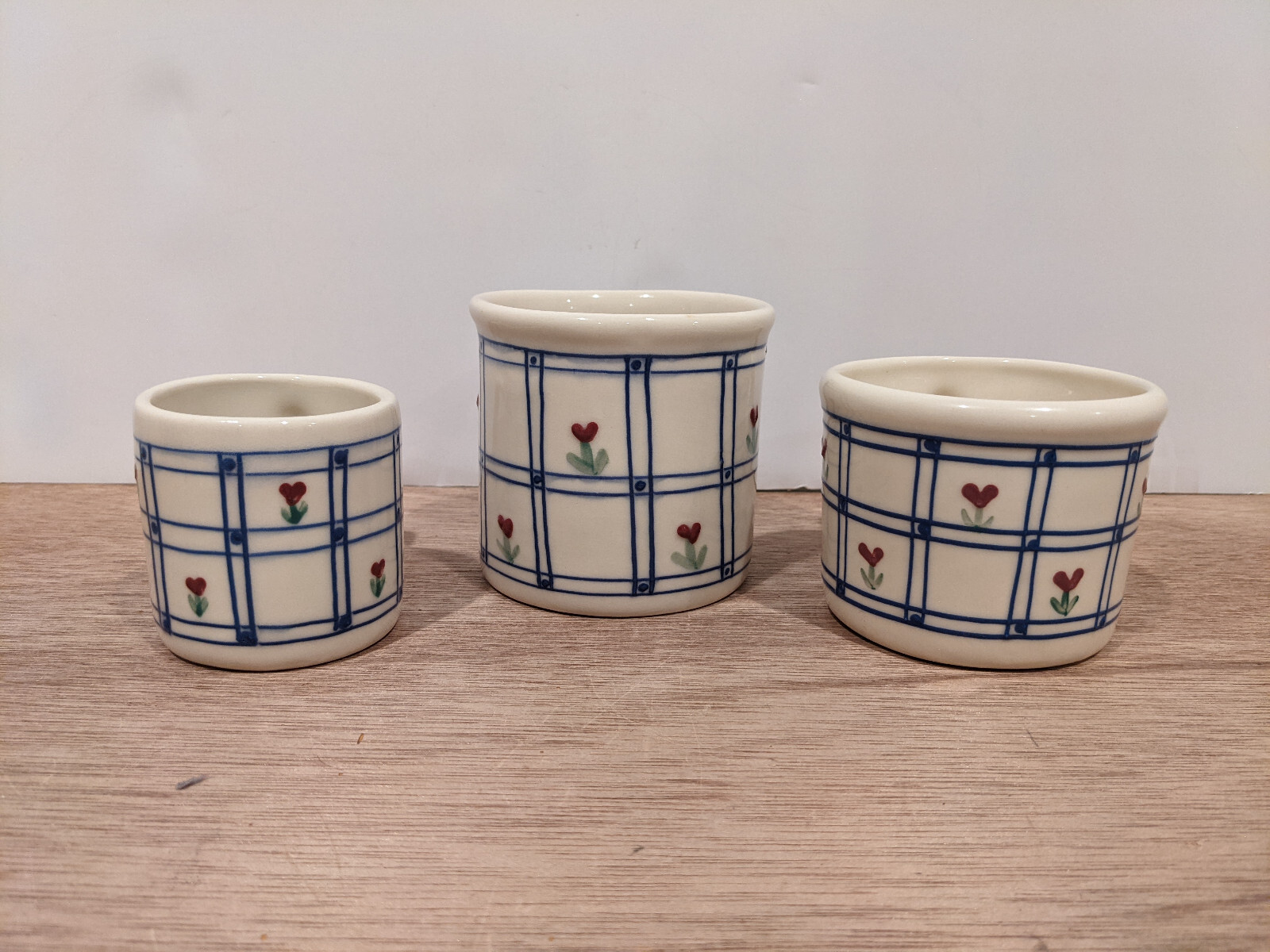 Hartstone Pottery USA Window Pane Set of 3 Coffee Cup Mugs Spring