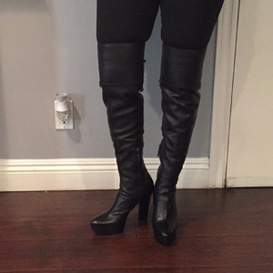calvin klein over the knee leather boots