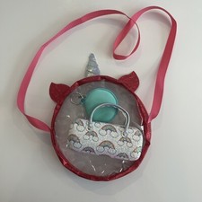 Kids Eyeglasses Hard Cases Glitter Rainbows  Unicorn Clear Bag w/ Coin Purse