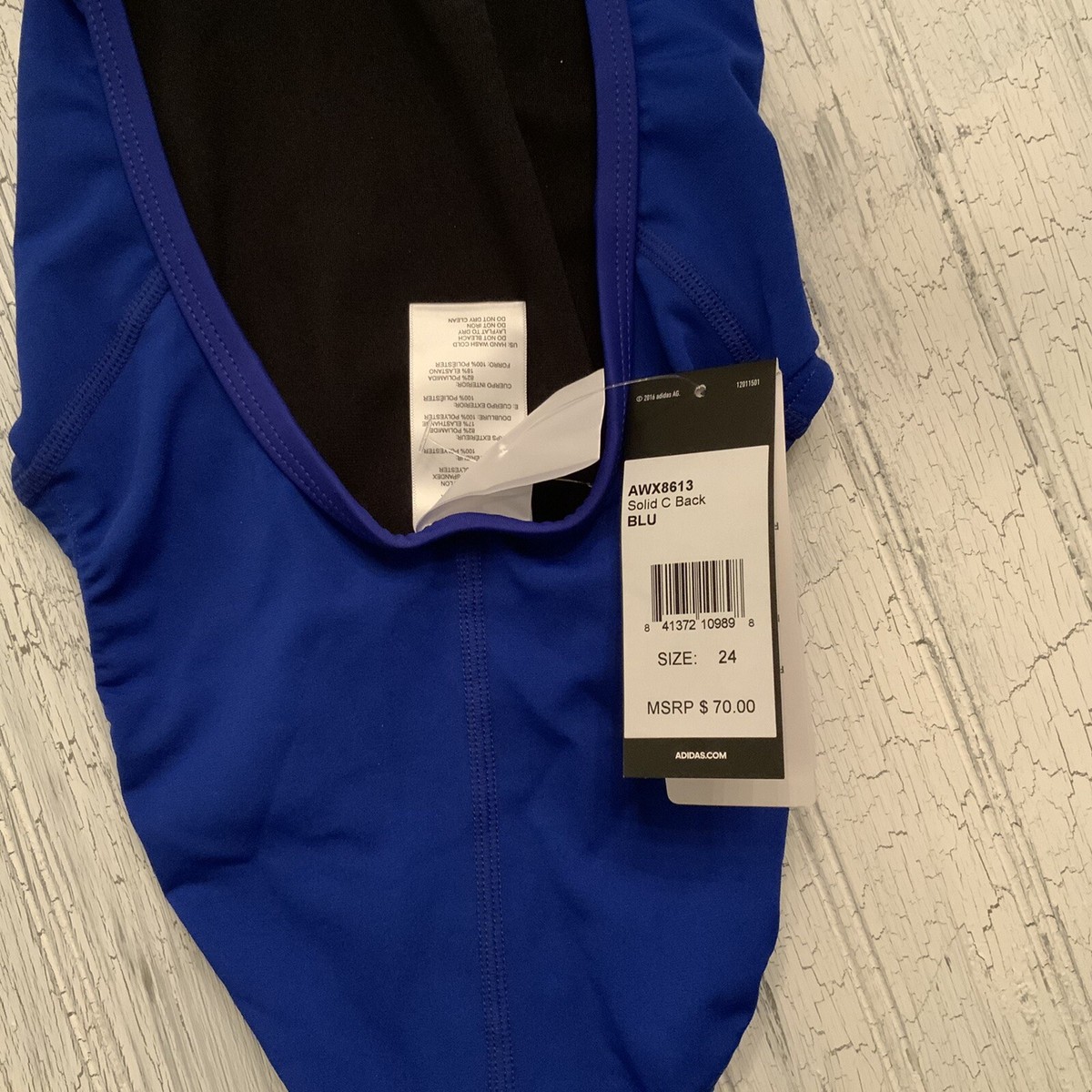 Adidas Women's Active ONE Piece Solid C-Back Blue Swim Suit Size