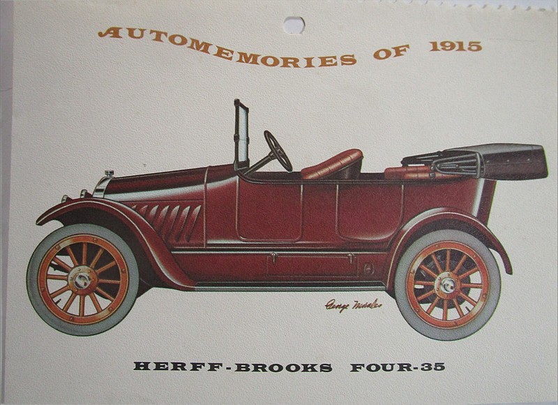 1915 Herff Brooks Four 35 touring car calendar print (brown, no top)