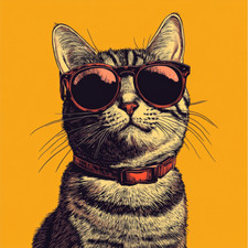 Wall Decal Sticker Cat with Sunglasses Wall Sticker 18X18cm Large