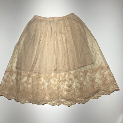 Forever 21 Contemporary Skirt Womens Sz M Peach Tulle Lace Embroidered  Overskirt