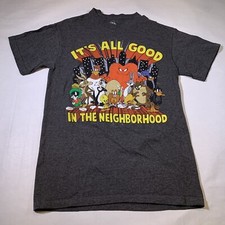 Looney Tunes It  s All Good In The Neighborhood Gray Graphic T Shirt Sz S