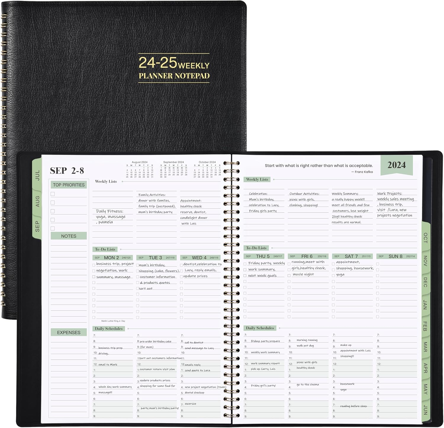 2024-2025 Planner -11.38'' X 8.74'', Weekly & Monthly Planner Notepad, from JUL.