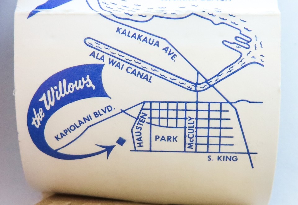 The Willows Hawaii Restaurant Lot Vintage Postcard Matchbook Coaster