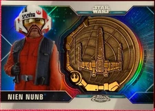 2021 Star Wars Chrome Legacy, Nien Nunb Refractor Medallion Card SM-NNX #65/99