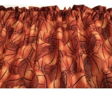 Basketball, Game, Valance  42"W X 15"L Window Curtain Valance