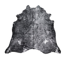 New Metallic Black and Silver Cowhide Rug Cow Skin Size 5x7 feet Free Shipping