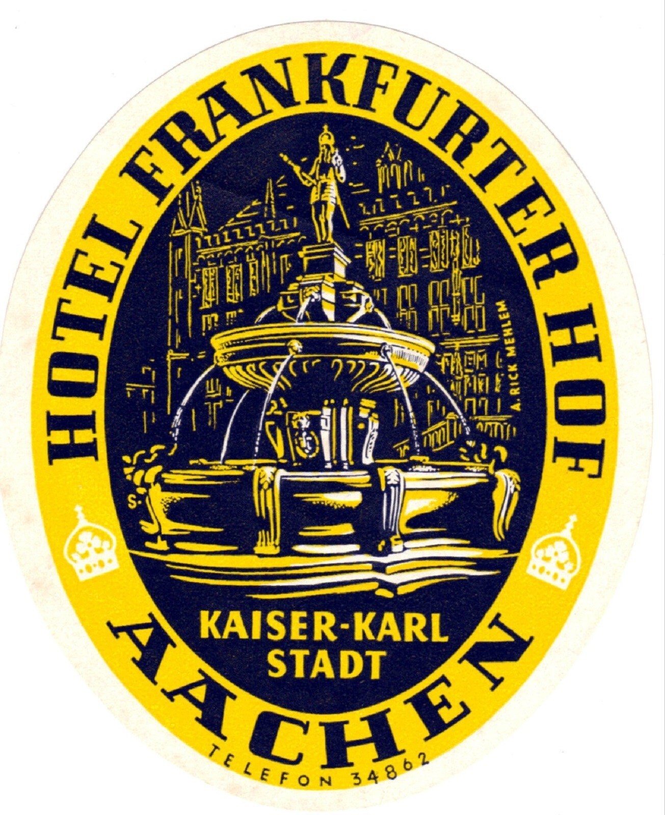 Luggage Label Germany Aachen Hotel Frankfurter Hof SB