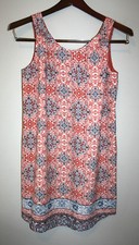 NEW Womens FLEUR BLEUE Printed Sleeveless Cinnamon Blue Boho Dress 2 NWT 