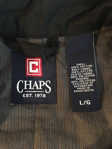 Chaps Black Jacket Coat Zip Front Cotton Twill Lined Medium Weight Mens Sz L - Picture 6 of 11