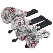 UK Flag and Skull Golf Driver Fairway Wood Hybrid Head cover 1 3 5 UT Cover