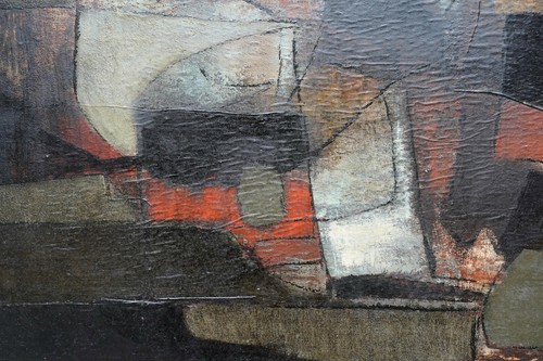 BORGE HERMAN HANSEN DANISH 1961 ABSTRACT ART OIL PAINTING ROCK FRAGMENT SCANDI - Picture 3 of 12