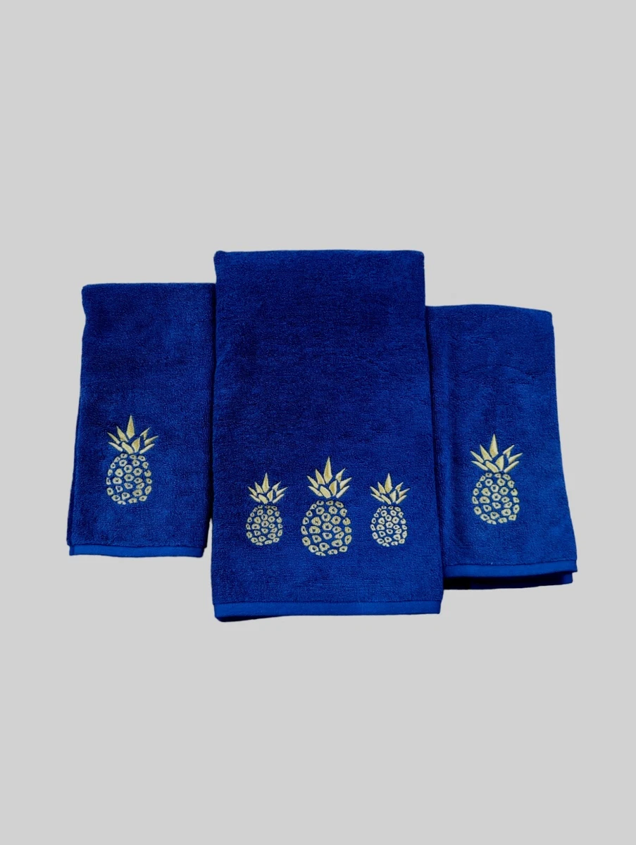 Navy blue and online gold hand towels