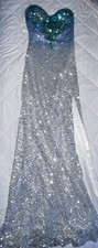 Bedazzled Aqua Prom Dress Small