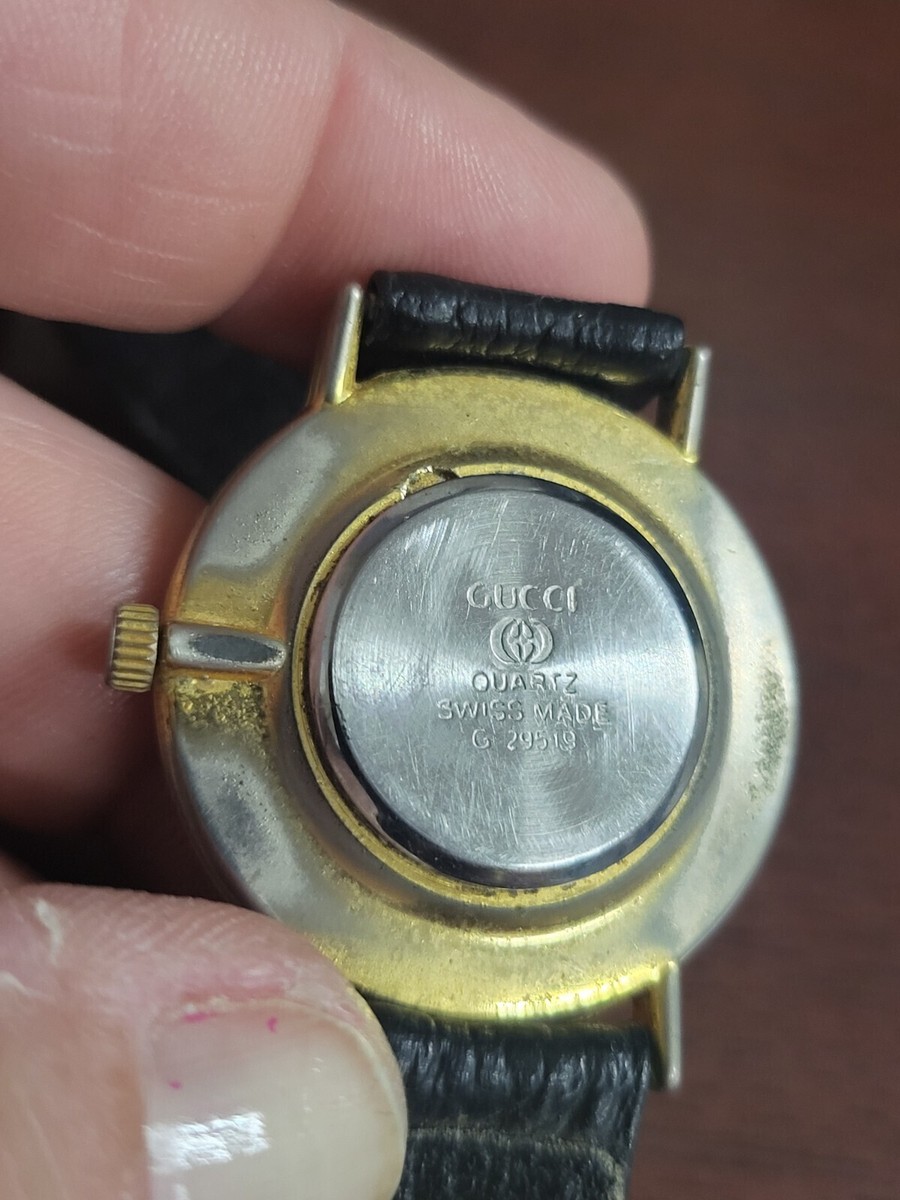 Vintage Gucci Wristwatch Quartz G29519 Swiss Made Black Face