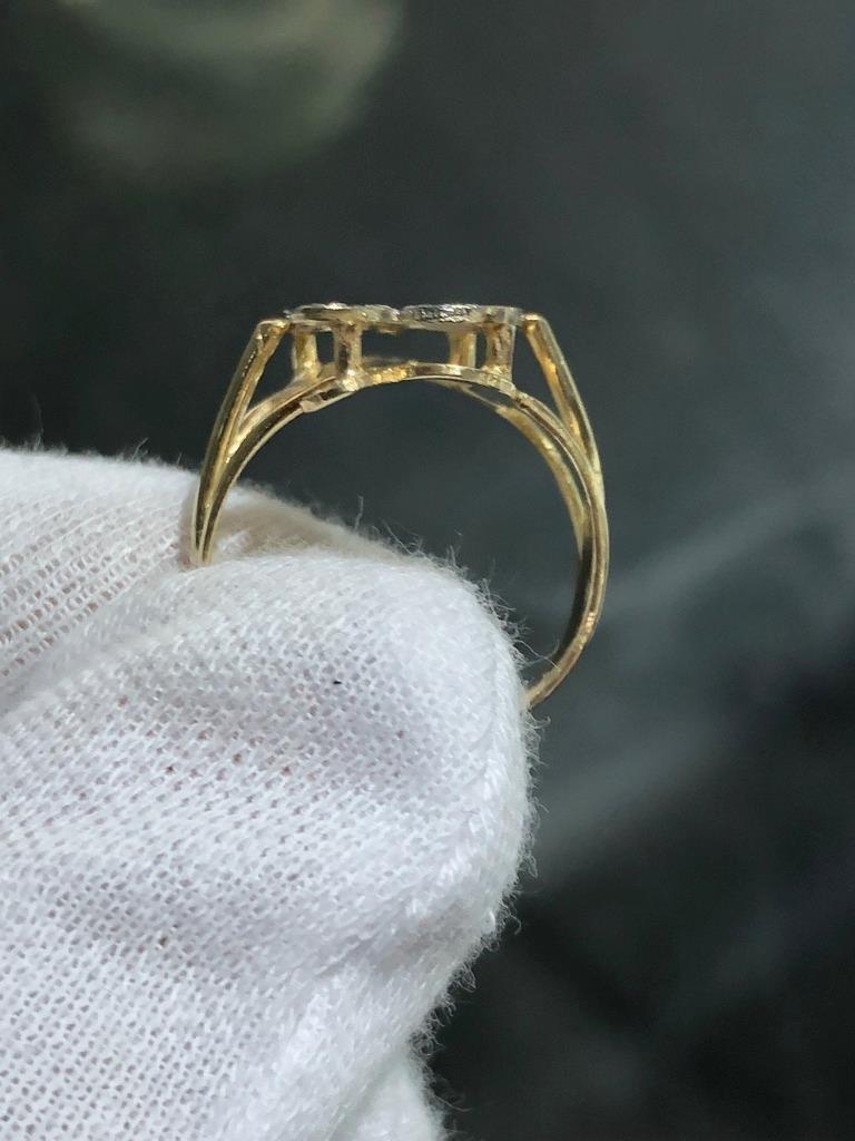14k Yellow Gold & Diamonds Initial D Script Design Vintage Band