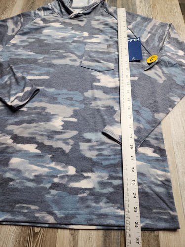 NEW Mens Huk Waypoint Edisto Hoodie Blue Camo Tech Pullover Size SMALL - Picture 8 of 10