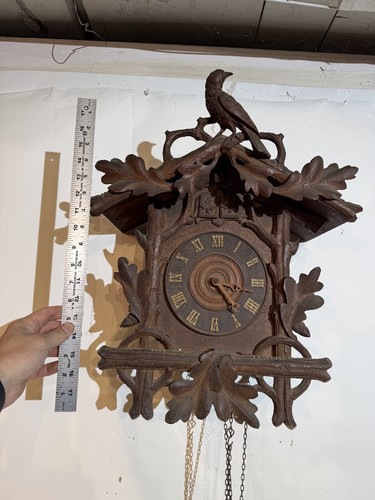 (D10) ANTIKE SCHWARZWÄLDER KUCKUCKSUHR - 3 GEWICHTE - ZWILLINGSVÖGEL - Bild 4 von 20